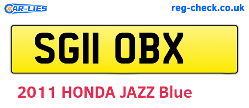 SG11OBX are the vehicle registration plates.