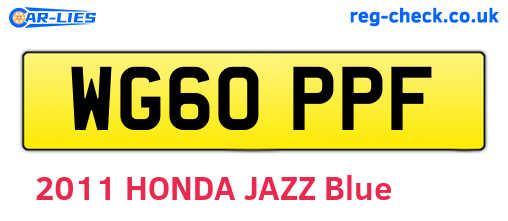 WG60PPF are the vehicle registration plates.