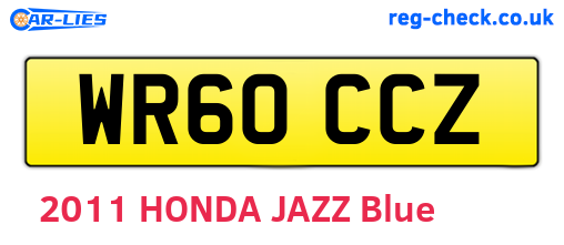 WR60CCZ are the vehicle registration plates.