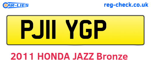 PJ11YGP are the vehicle registration plates.