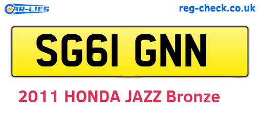 SG61GNN are the vehicle registration plates.