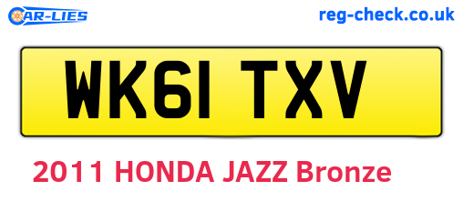 WK61TXV are the vehicle registration plates.