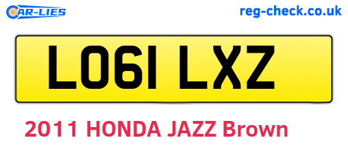 LO61LXZ are the vehicle registration plates.