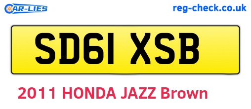 SD61XSB are the vehicle registration plates.