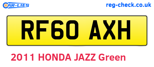 RF60AXH are the vehicle registration plates.