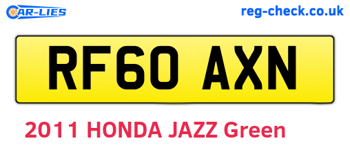 RF60AXN are the vehicle registration plates.