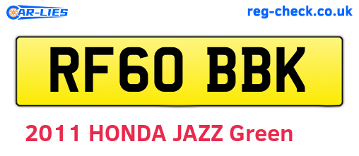 RF60BBK are the vehicle registration plates.