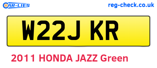 W22JKR are the vehicle registration plates.