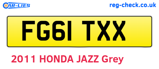 FG61TXX are the vehicle registration plates.