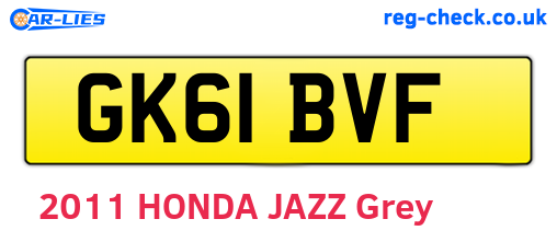 GK61BVF are the vehicle registration plates.