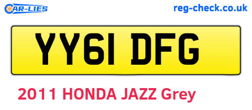 YY61DFG are the vehicle registration plates.
