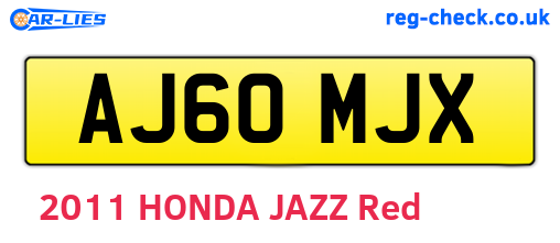 AJ60MJX are the vehicle registration plates.