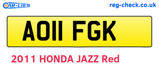 AO11FGK are the vehicle registration plates.