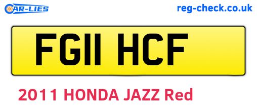 FG11HCF are the vehicle registration plates.