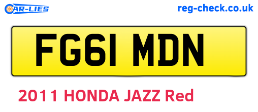 FG61MDN are the vehicle registration plates.