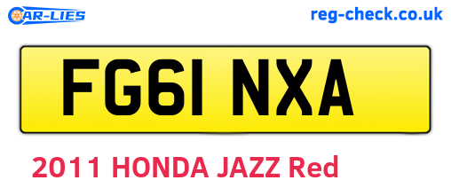 FG61NXA are the vehicle registration plates.