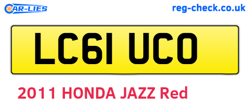 LC61UCO are the vehicle registration plates.