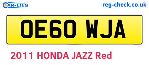 OE60WJA are the vehicle registration plates.