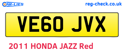 VE60JVX are the vehicle registration plates.