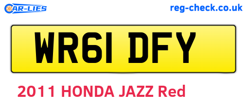 WR61DFY are the vehicle registration plates.