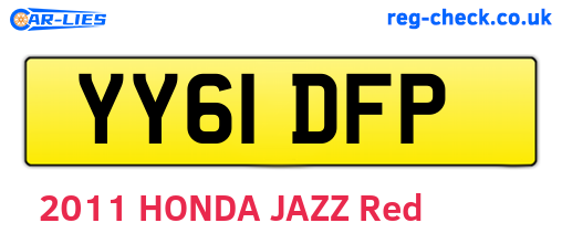 YY61DFP are the vehicle registration plates.