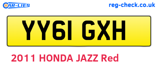 YY61GXH are the vehicle registration plates.