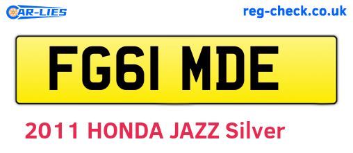 FG61MDE are the vehicle registration plates.