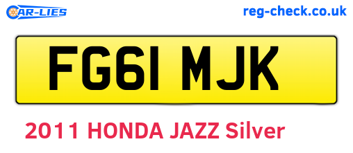 FG61MJK are the vehicle registration plates.