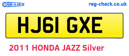 HJ61GXE are the vehicle registration plates.