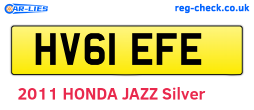HV61EFE are the vehicle registration plates.