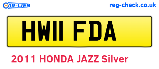 HW11FDA are the vehicle registration plates.