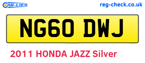 NG60DWJ are the vehicle registration plates.