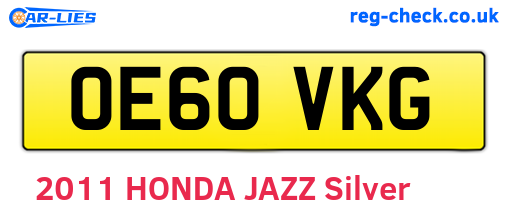 OE60VKG are the vehicle registration plates.