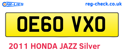 OE60VXO are the vehicle registration plates.