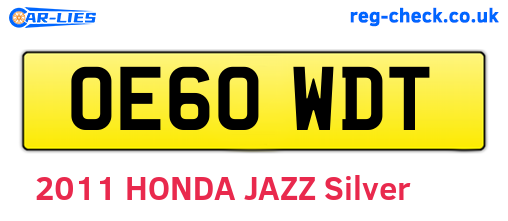 OE60WDT are the vehicle registration plates.