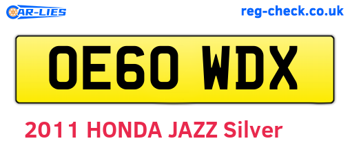 OE60WDX are the vehicle registration plates.