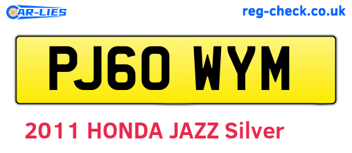 PJ60WYM are the vehicle registration plates.