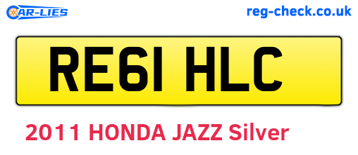 RE61HLC are the vehicle registration plates.