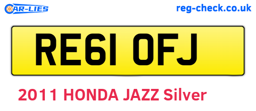 RE61OFJ are the vehicle registration plates.