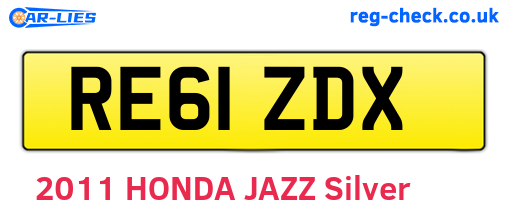 RE61ZDX are the vehicle registration plates.