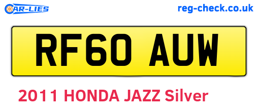 RF60AUW are the vehicle registration plates.
