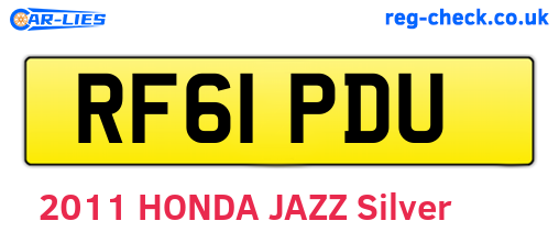 RF61PDU are the vehicle registration plates.