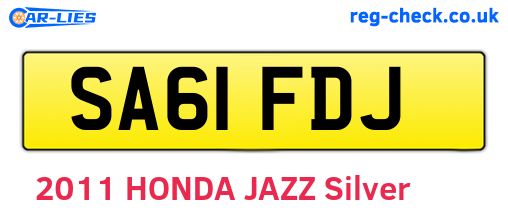 SA61FDJ are the vehicle registration plates.