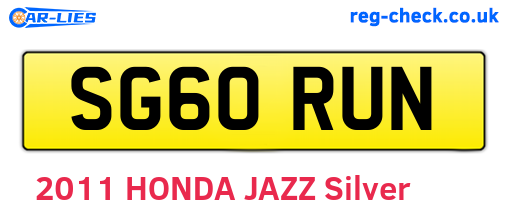 SG60RUN are the vehicle registration plates.