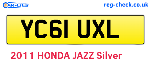 YC61UXL are the vehicle registration plates.