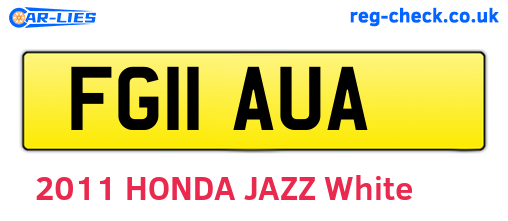 FG11AUA are the vehicle registration plates.