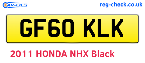 GF60KLK are the vehicle registration plates.