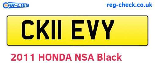 CK11EVY are the vehicle registration plates.