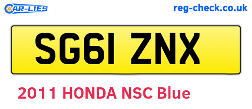 SG61ZNX are the vehicle registration plates.