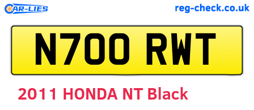 N700RWT are the vehicle registration plates.